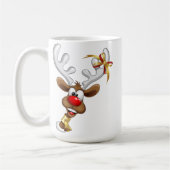 Mug Mème de Noël drôle de renne qui regarde par-dessus (Gauche)