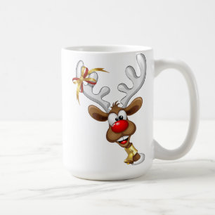Mug Mème de Noël drôle de renne qui regarde par-dessus