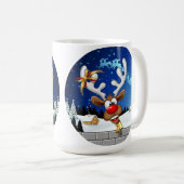 Mug Mème de Noël drôle de renne qui regarde par-dessus (Devant droit)