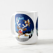 Mug Mème de Noël drôle de renne qui regarde par-dessus (Devant gauche)