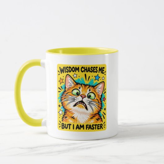Mug Mème du chat orange drôle Wisdom Chases Me (Gauche)