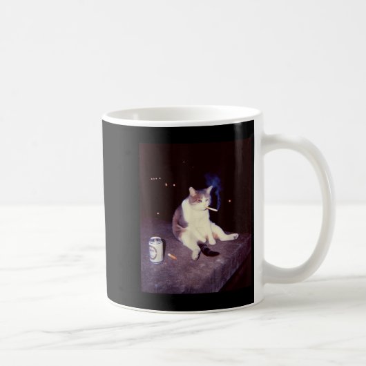 Mug Mème Fumeur Drôle Cigarette Kitten Brainrot Silly (Droite)