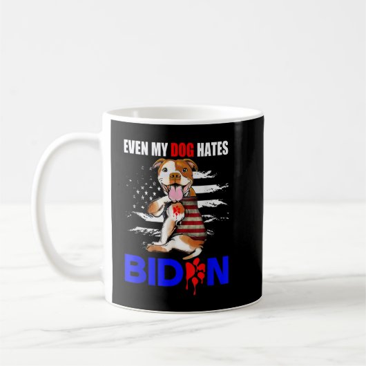 Mug Même mon chien déteste Biden USA Drapeau Pitbull T (Gauche)