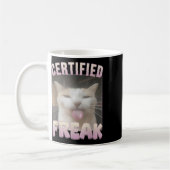Mug Mème Offensive Mèmes de félin Freak Certifié Mat D (Gauche)