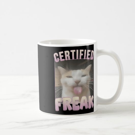 Mug Mème Offensive Mèmes de félin Freak Certifié Mat D (Droite)