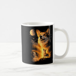 Mug Mème rétro de corgi hurlant à la lune 90s animal