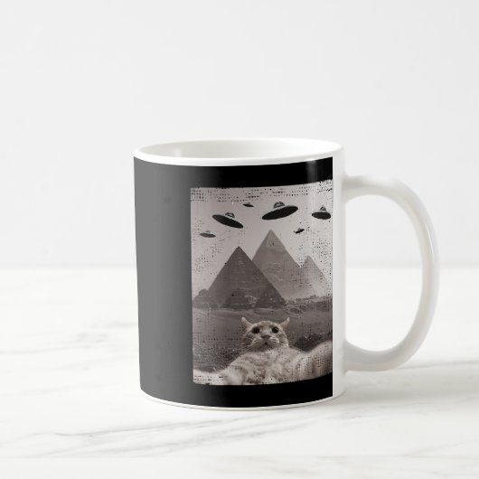 Mug Mème Ufo Chat - Selfie Chat Drôle Avec Ufos (Droite)