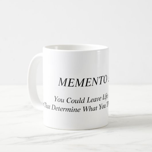 Mug Memento Mori. Réfléchissez, dites et faites par ce (Devant gauche)