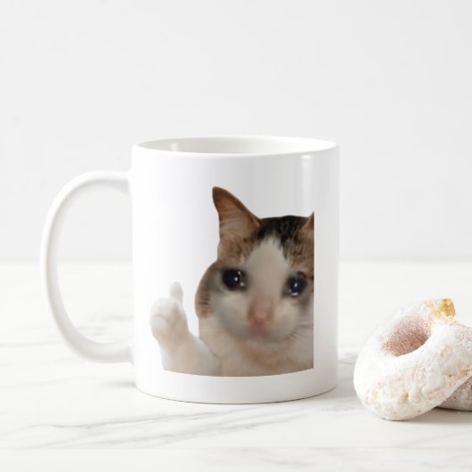 Mug Memes Chat Ok Pouce en l'air Double Face (Avec donut)