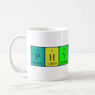 Mug Mémoire de nom de table périodique de physique