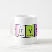 Mug Mémoire de nom de table périodique physique (Devant gauche)