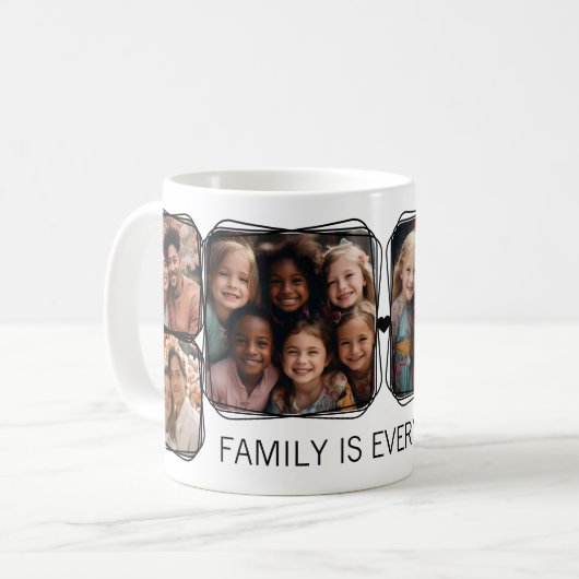 Mug Mémoire moderne 6 Photo Collage Modèle Blanc C00 (Devant gauche)