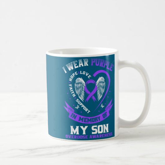 Mug Mémoire violette mon fils ruban de sensibilisation (Droite)