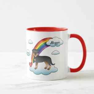 Mug Mémorial arc-en-ciel de Rottweiler noir et feu