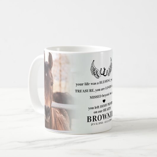 Mug Mémorial de perte d'animal de compagnie Cheval Mod (Devant gauche)