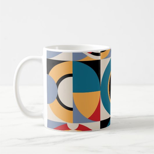 Mug Memphis Abstrait : Style Vintage géométrique. (Gauche)