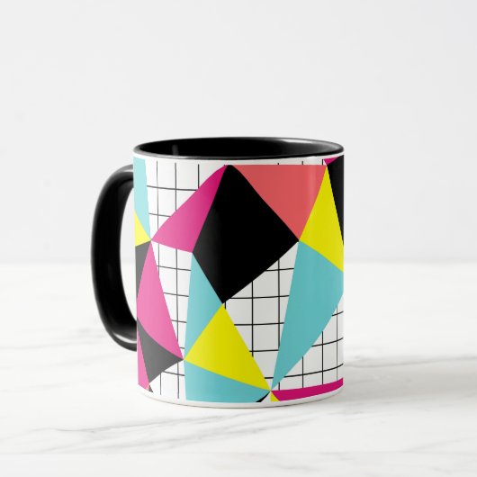Mug Memphis, formes géométriques (Devant gauche)