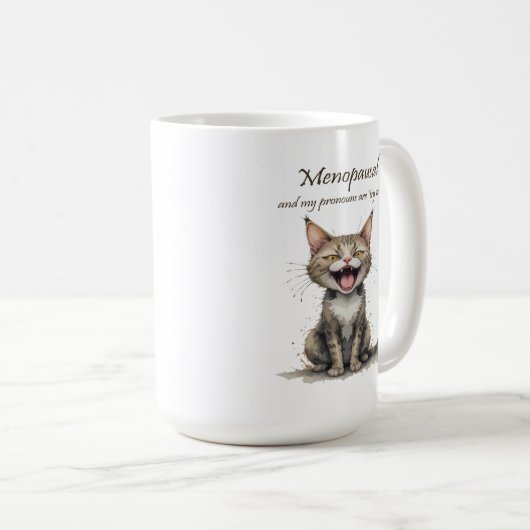 Mug Menopause Humor Stressed Angry Cat (Devant droit)