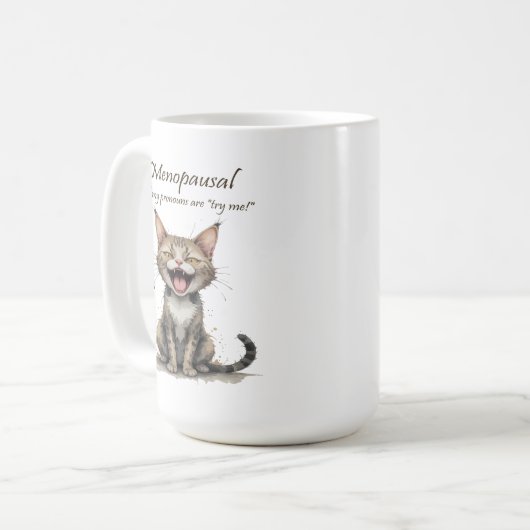 Mug Menopause Humor Stressed Angry Cat (Devant gauche)