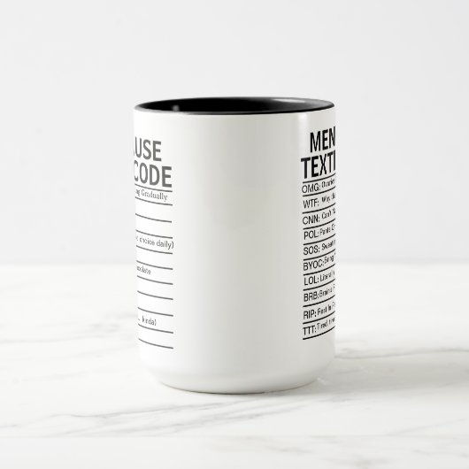 Mug Menopause Texting Code, funny Perimenopause gift (Centre)