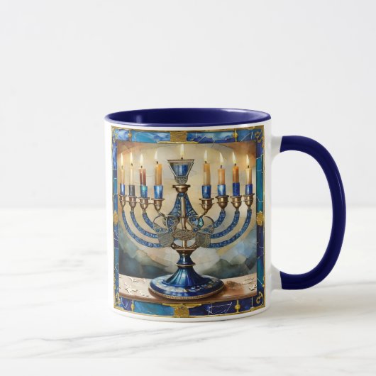Mug Menorah de Hanukkah bleue (Droite)