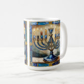 Mug Menorah de Hanukkah bleue (Devant droit)