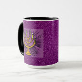 Mug Menorah Jaune Purple Faux Parties scintillant (Devant gauche)