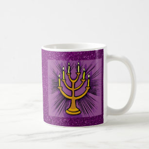 Mug Menorah Jaune Purple Faux Parties scintillant