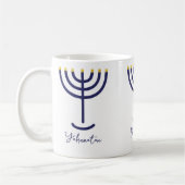 Mug Ménorah moderne Marine Gold Custom nommé (Gauche)