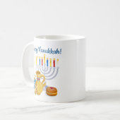 Mug Menorah traditionnelle Joyeux Hanukkah Chag Sameac (Devant gauche)