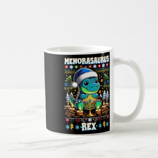 Mug Menorasaurus Rex Dino Trex Pull Ugly de Noël  (Droite)