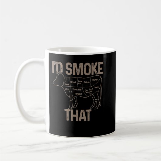 Mug Mens Chef Butcher Cook BBQ I'd Smoke That Cow Beef (Gauche)