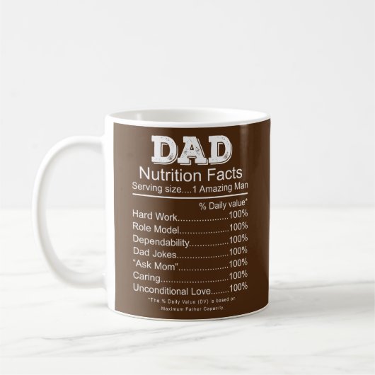 Mug Mens Dad Nutrition Facts Fathers Day Gift For Men (Gauche)
