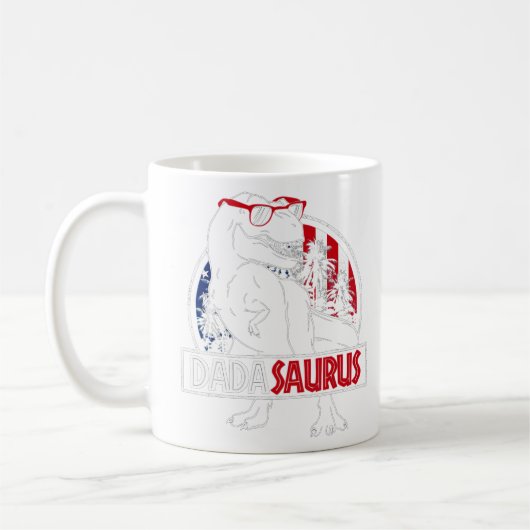 Mug Mens Dadasaurus Dinosaur Papa Daddy Rex American F (Gauche)