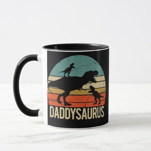 Mug Mens Daddy Dinosaur Daddysaurus 2 père de deux enf (Gauche)