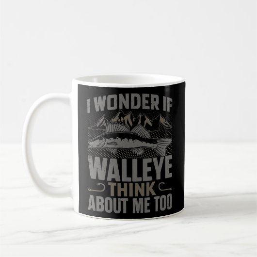 Mug Mens Je Me Demande Si Walleye Pense À Moi Drôle (Gauche)