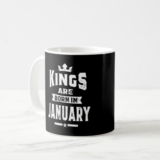Mug Mens Kings Sont Nés En Janvier Cadeaux Anniversair (Devant gauche)