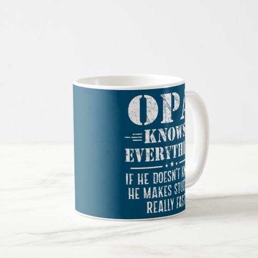 Mug Mens Opa Tout savoir Fête des pères Funny Opa (Devant droit)