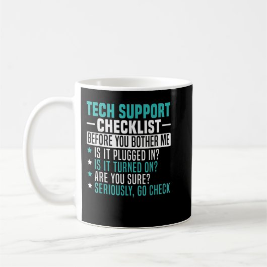 Mug Mens Tech Technical Support Checklist Computer Sys (Gauche)