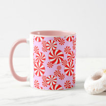 Menthe blanche rouge sur Motif de bonbons rose cla