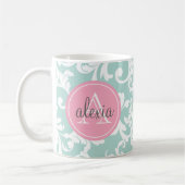 Mug Menthe et copie décorée d'un monogramme de damassé (Gauche)