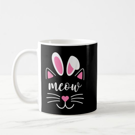 Mug Meow Chat Face Jour de Pâques Lapin Oreilles Chemi (Gauche)
