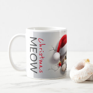 Mug Meow chaton de Noël avec casquette père Noël