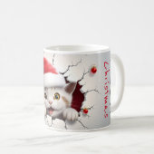Mug Meow chaton de Noël avec casquette père Noël (Devant droit)