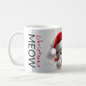 Mug Meow chaton de Noël avec casquette père Noël (Gauche)