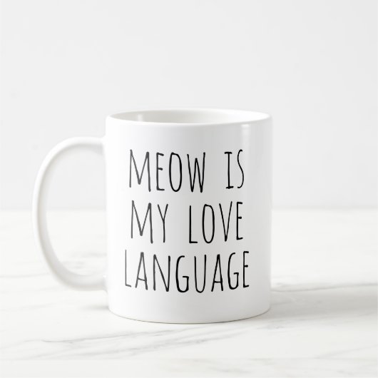 Mug Meow est mon langage d'amour Texte minimal Chat (Gauche)