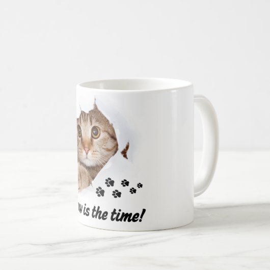 Mug Meow Is the Time - Cute Cat (Devant droit)