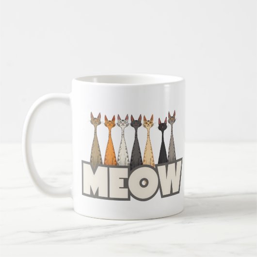 Mug Meow Peeking Cats - Funny Cat Lover Humor Graphic (Gauche)