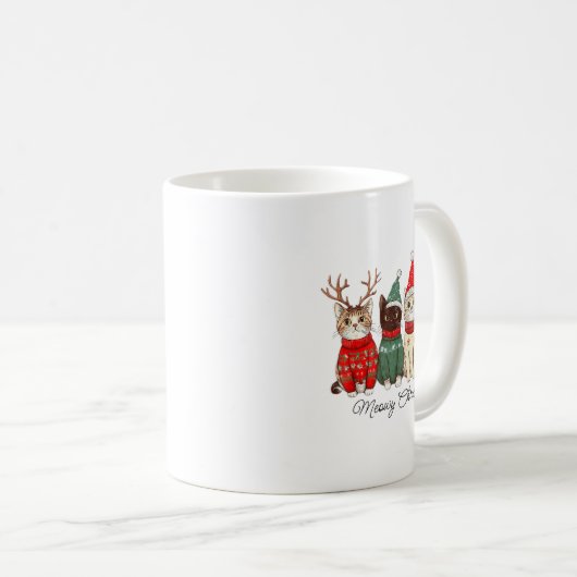 Mug Meowy Catmas Cat Christmas Lights Xmas Pajamas Cat (Devant droit)