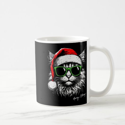 Mug Meowy Catmas Santa Hat Cute Cat Christmas Pajamas (Droite)